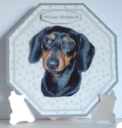 Dachshund Dog Plate Shaped Card & Stand by Katie Silver