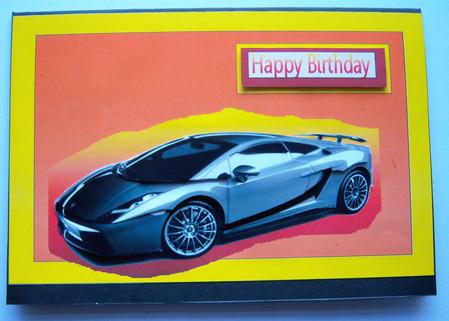 Happy Birthday Lamborghini on Orange Sunset Background by Katie Silver