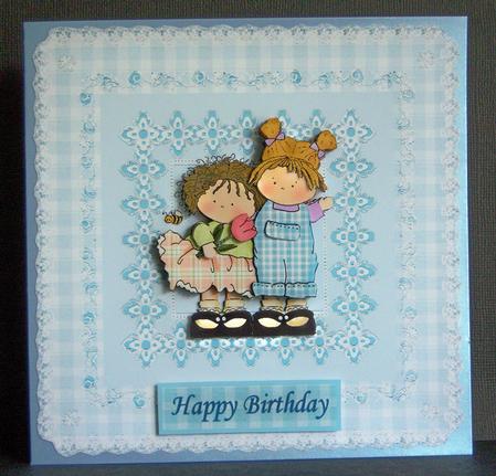 Best of Friends Lace Card Front with Decoupage by Katie Silver