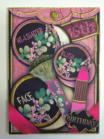 Pink Make-up Bag 15th Birthday 7x5inch Scallop Duo Corner by Katie Silver