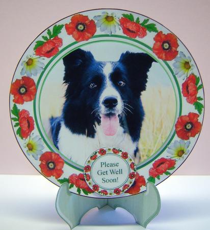 Collie Sheepdog Poppy & Daisy Plate Stand Sentiments & Tag by Katie Silver