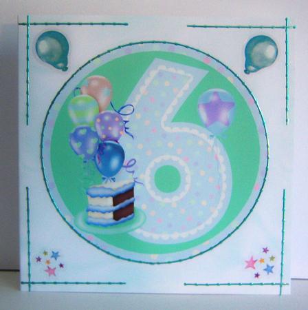 Blue and Green 5 6 7 with Balloons by Katie Silver
