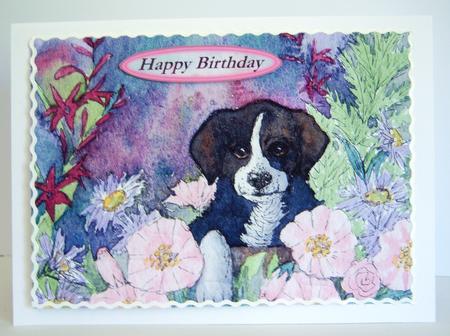 Puppy Hiding in the Garden Wavy Corner Stacker Topper by Katie Silver