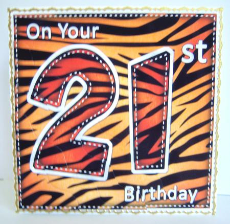 Funky Fun Zebra Print 21st Birthday Wavy Corner Side Stacker by Katie Silver