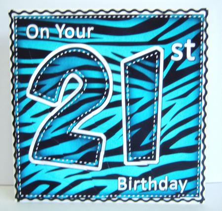 Funky Fun Zebra Print 21st Birthday Wavy Corner Side Stacker by Katie Silver