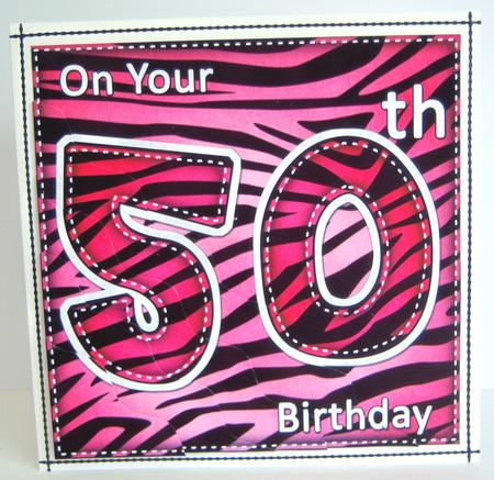 Funky Fun Zebra Print 50th Birthday Wavy Corner Side Stacker by Katie Silver