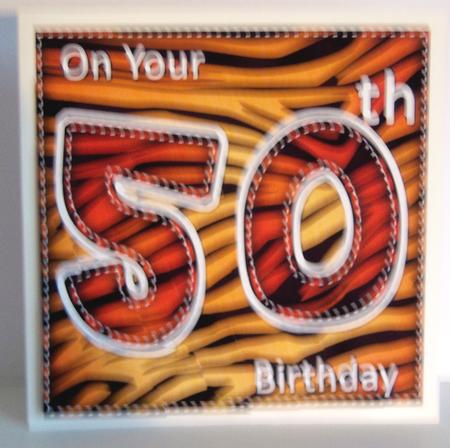 Funky Fun Zebra Print 50th Birthday Wavy Corner Side Stacker by Katie Silver