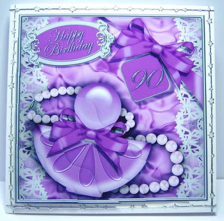 90th Birthday Perfume Lace N Pearls Wavy Corner Side Stacker by Katie Silver