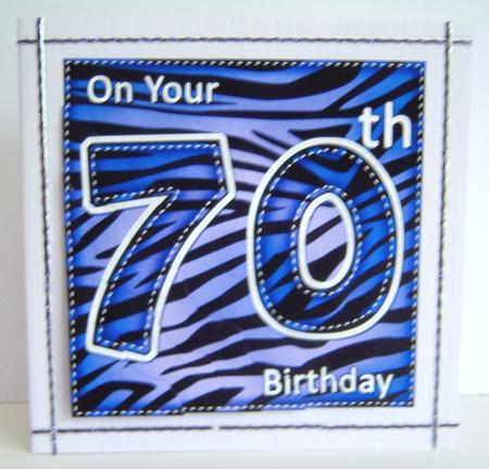 Funky Fun Zebra Print 70th Birthday Wavy Corner Side Stacker by Katie Silver