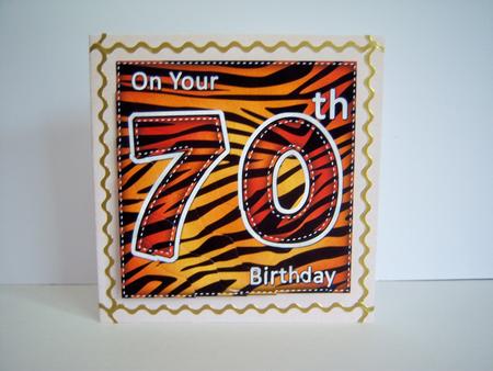 Funky Fun Zebra Print 70th Birthday Wavy Corner Side Stacker by Katie Silver