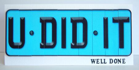 You Did It Novelty Number Plate with Side Stacker by Katie Silver