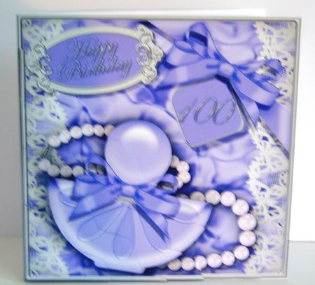 100th Birthday Perfume Lace N Pearls Wavy Corner Side Stacke by Katie Silver