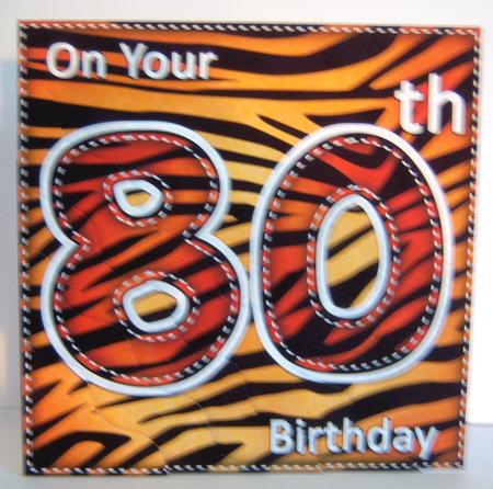 Funky Fun Zebra Print 80th Birthday Wavy Corner Side Stacker by Katie Silver