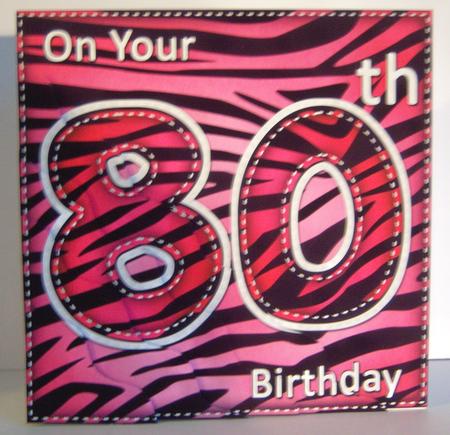 Funky Fun Zebra Print 80th Birthday Wavy Corner Side Stacker by Katie Silver