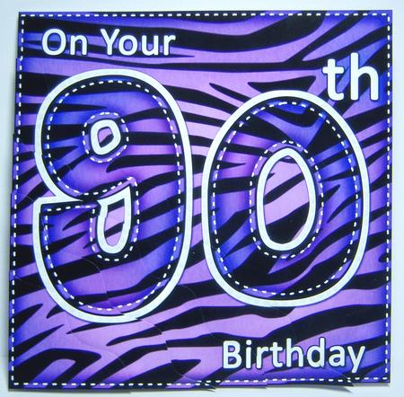 Funky Fun Zebra Print 90th Birthday Wavy Corner Side Stacker by Katie Silver