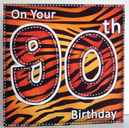 Funky Fun Zebra Print 90th Birthday Wavy Corner Side Stacker by Katie Silver
