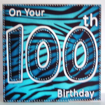 Funky Fun Zebra Print 100th Birthday Wavy Corner Side Stacke by Katie Silver