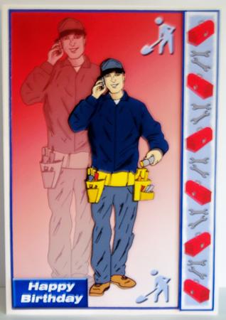 Handyman Birthday (red) - A5 by Katie Silver