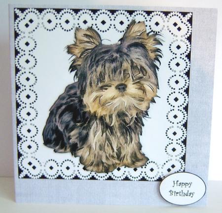 Miniature Yorkshire Terrier Decoupage by Katie Silver