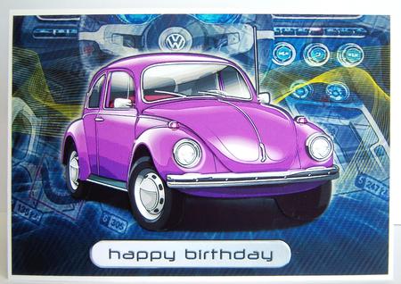 Happy Birthday Brother Volkswagen Beetle Classic Purple by Katie Silver