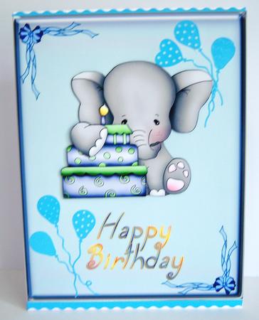 Elephant & Cake (blue) by Katie Silver