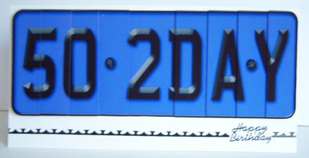 50th Birthday Fun Novelty Number Plate Side Stacker Topper by Katie Silver