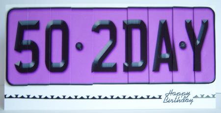 50th Birthday Fun Novelty Number Plate Side Stacker Topper by Katie Silver