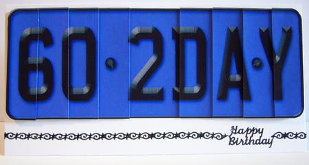 60th Birthday Fun Novelty Number Plate Side Stacker Topper by Katie Silver