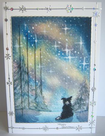 Starry, Starry Night - Border Collie Dog - Pyramid by Katie Silver