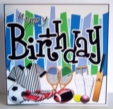 Birthday Sports N Games Fan Pyramage Topper by Katie Silver