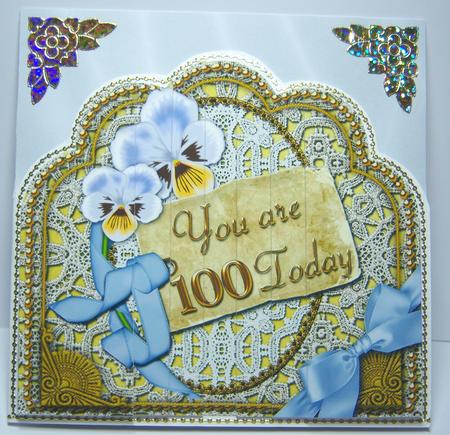 Blue White Pansey 100 Today Scallop Lace Side Stacker by Katie Silver
