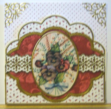Colourful Red Pansies Anglaise Scallop Bottom Stacker by Katie Silver