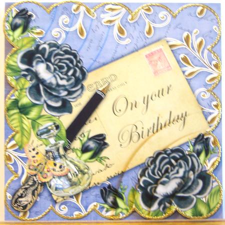 Black Roses Blue Your Birthday 6in Duo Corner Stacker by Katie Silver