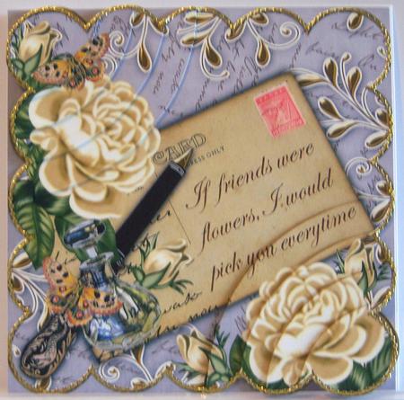Cream Roses Silver If Friends Were -  6in Duo Corner Stacker by Katie Silver