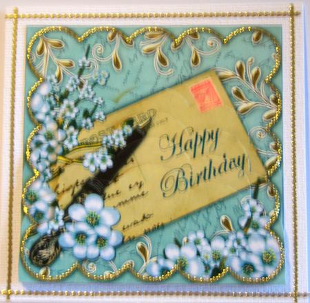 Blue Blossom Happy Birthday Postcard 5in Bottom Stacker by Katie Silver