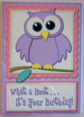 A5 What a Hoot Owl Birthday Scallop Corner Side Stacker by Katie Silver