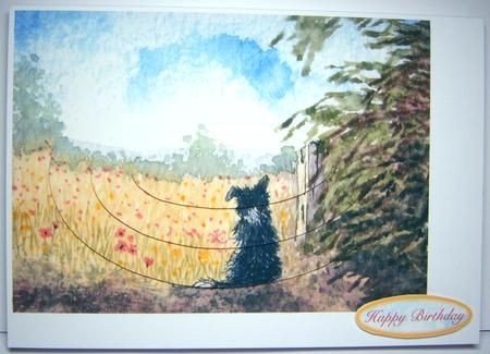 Border Collie Dog Meditating on Summer Meadow Oval Pyramid by Katie Silver