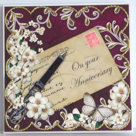 Cream Blossom Hotpink Anniversary 5in Scallop Bottom Stacker by Katie Silver