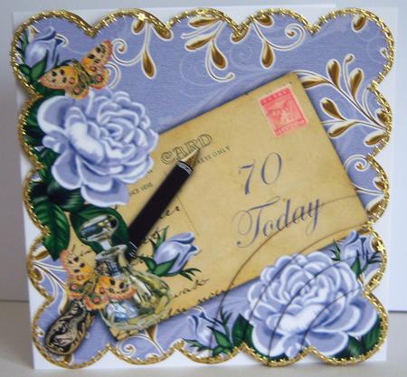 Blue Roses 70 Today 6in Duo Corner Stacker by Katie Silver