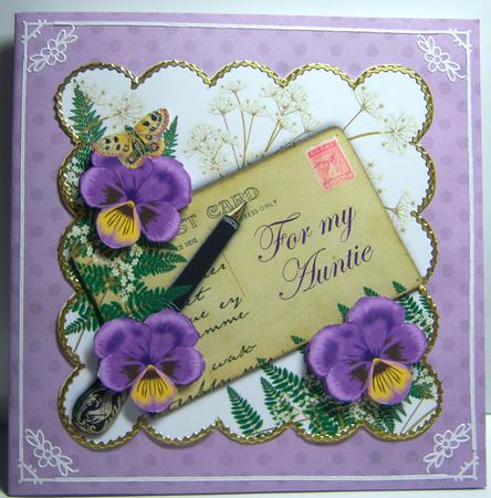 Pansy on Butterfly Lace Matching Backing Paper by Katie Silver