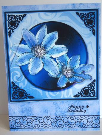 Clematis Quick Card with Fan Pyramage Topper by Katie Silver