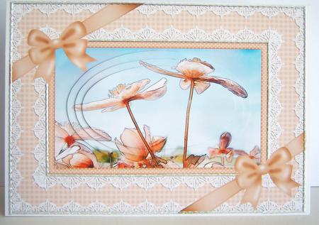 A5 Clematis and Lace Oval Pyramage Topper by Katie Silver