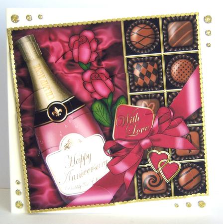 Anniversary Champers Chocs N Roses Shell Edged Corner Stacke by Katie Silver