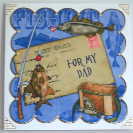 Blue Fishing for My Dad 8in Decoupage Step by Step by Katie Silver