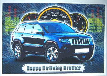 Happy Birthday Brother 4x4 Black Jeep Car by Katie Silver