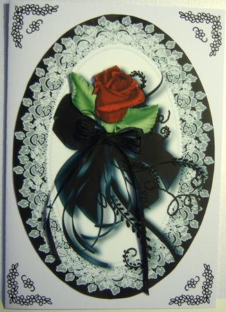 Red Rose & Lace Monochrome Topper by Katie Silver