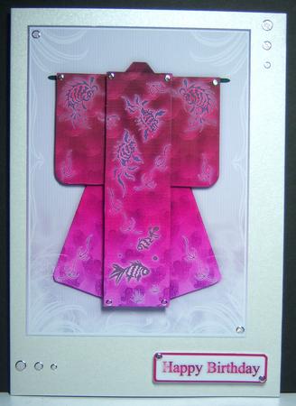 A6 Sealife Kimono Card in Pink Decoupage by Katie Silver