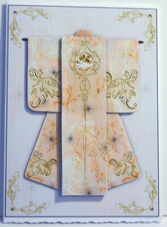 A6 Diamond Flourish Kimono Card in Orange Decoupage by Katie Silver