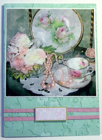 Mint Green All Over Cherry Blossom A4 Backing Paper by Katie Silver