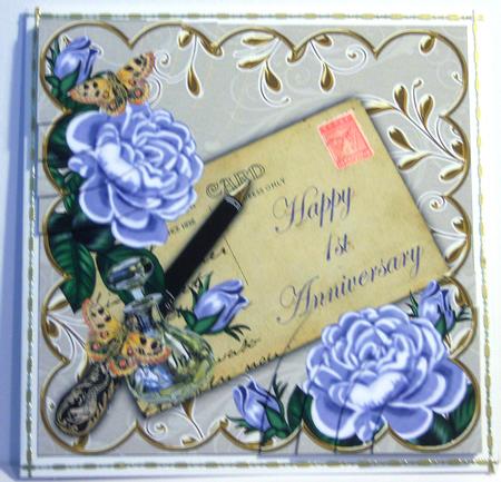Blue Roses 1st Anniversary 6in Duo Corner Stacker by Katie Silver